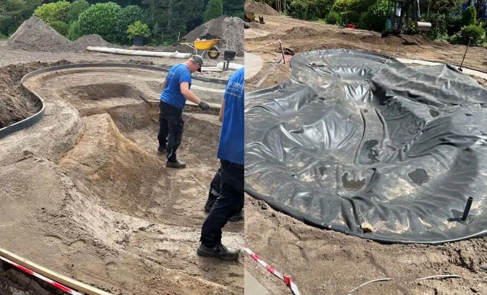 Vijver uitgraven en bekleden