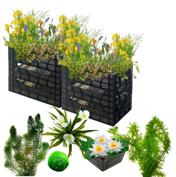 Biofilter 2 torens + Zuurstofplanten en Waterlelies